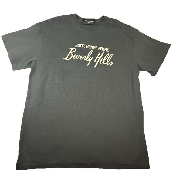 Homie + Femme Men’s Charcoal Grey Beverly Hills T-shirt Large “Fake Love..” NWOT - Picture 1 of 5